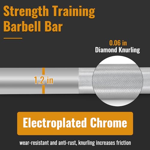 7Ft Olympic Barbell 700lbs Capacity Chrome 2Inch Diameter O81878