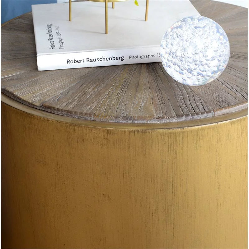 Wood and Metal End Table F801