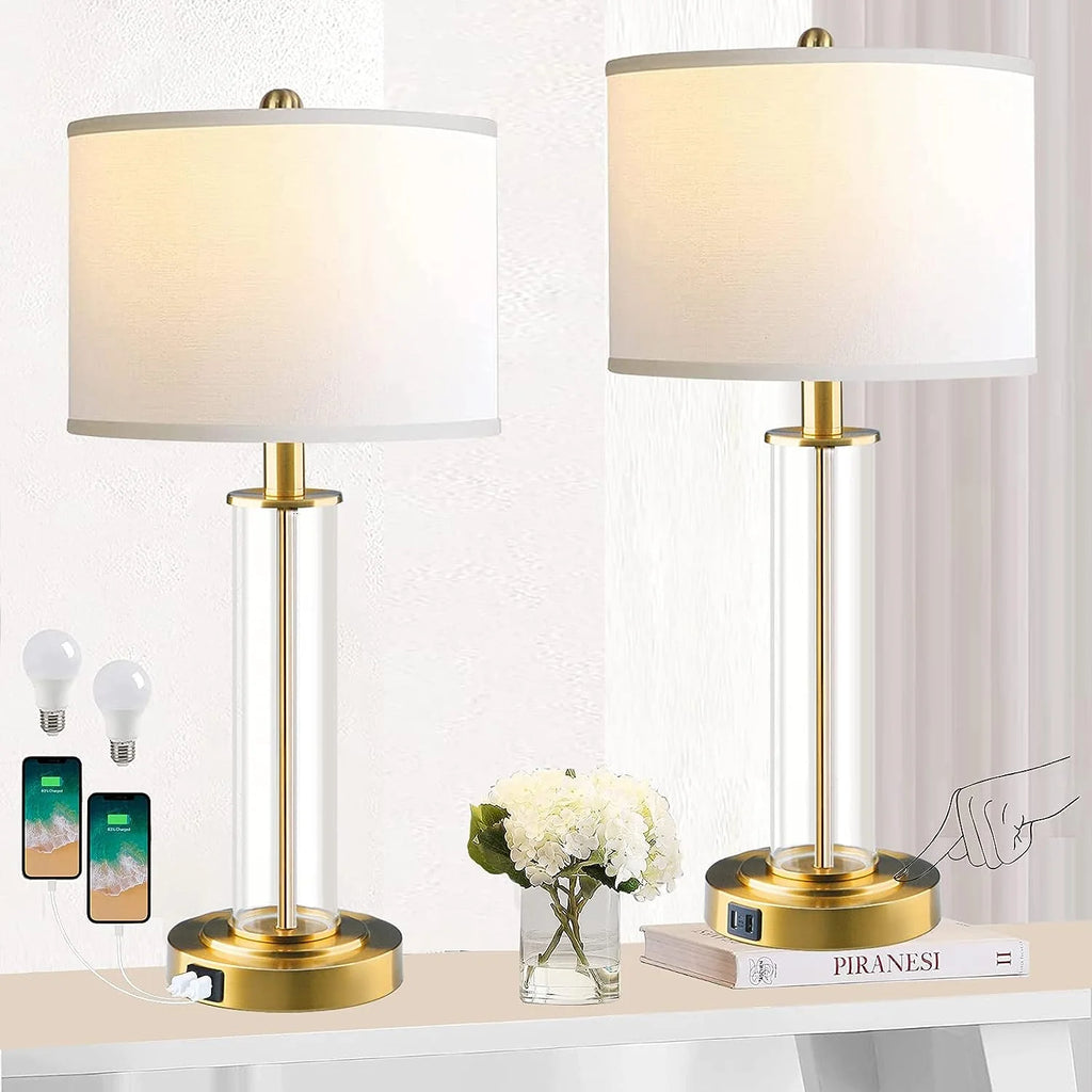 Touch Control Gold Table Lamps Set of 2 with USB Ports K791351