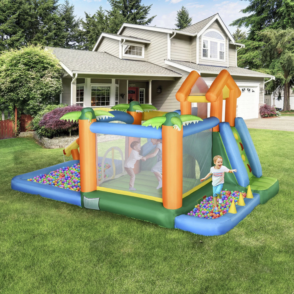 6-in-1 Inflatable Water Slide Jumping Castle with Blower C129274