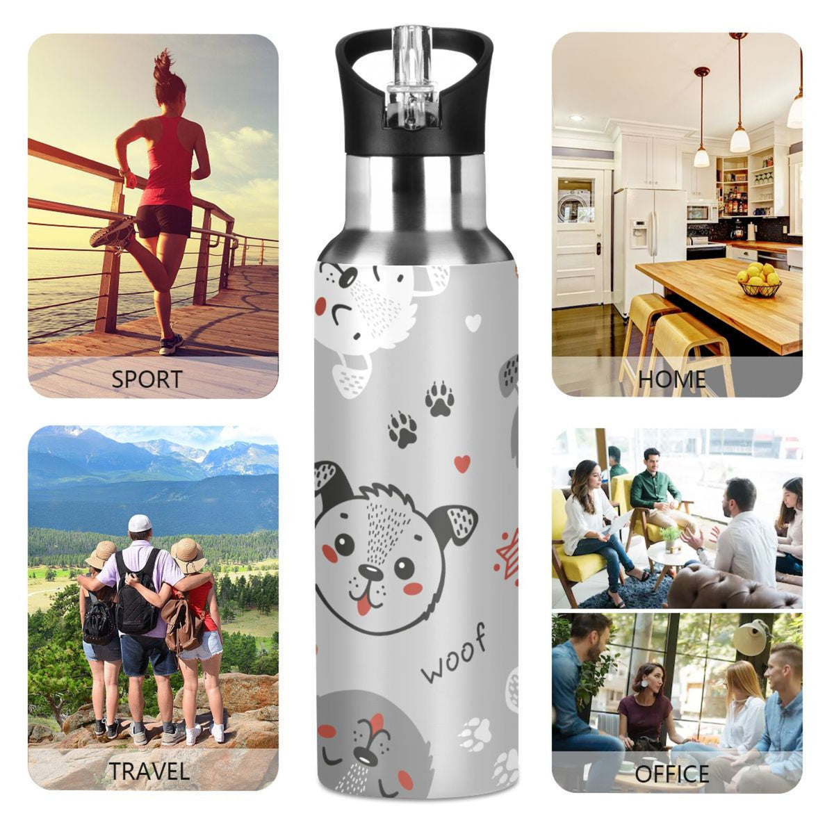 Insulated Stainless Steel Water Bottle with Straw Lid 20 oz R63634