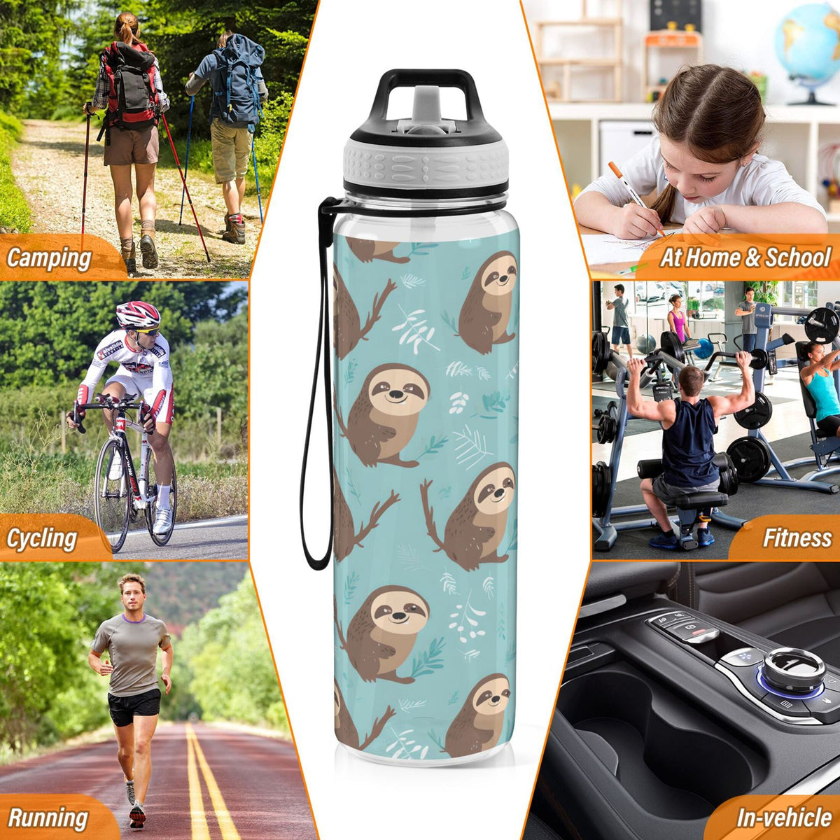 32oz Tritan Leakproof BPA Free Clear Water Bottle with Straw U2666