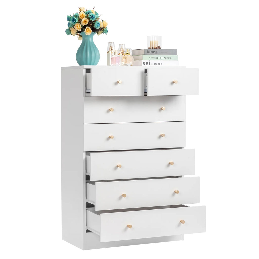 White 7 Drawer Wood Dresser E531763