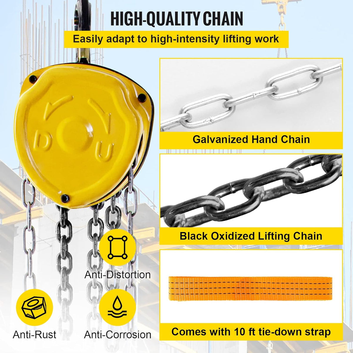 Yellow Pack of 2 Manual Chain Hoist V281