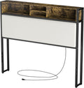 Queen Size Metal and Wood Headboard with Storage Shelves A814