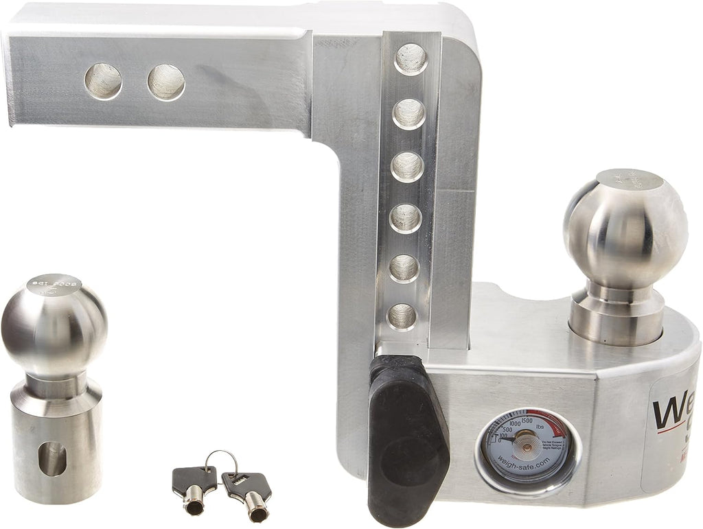 6 Drop Hitch with 2 Shank, Aluminum Trailer Hitch & Ball Mount with Built-in Scale, 2 Stainless Steel Balls and Double-pin Key Lock F76677