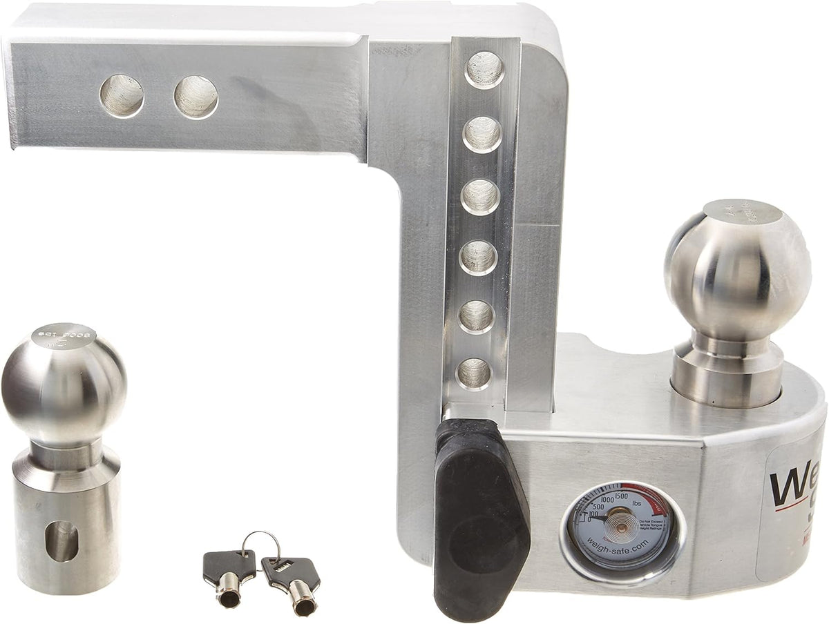 6 Drop Hitch with 2 Shank, Aluminum Trailer Hitch & Ball Mount with Built-in Scale, 2 Stainless Steel Balls and Double-pin Key Lock F76677