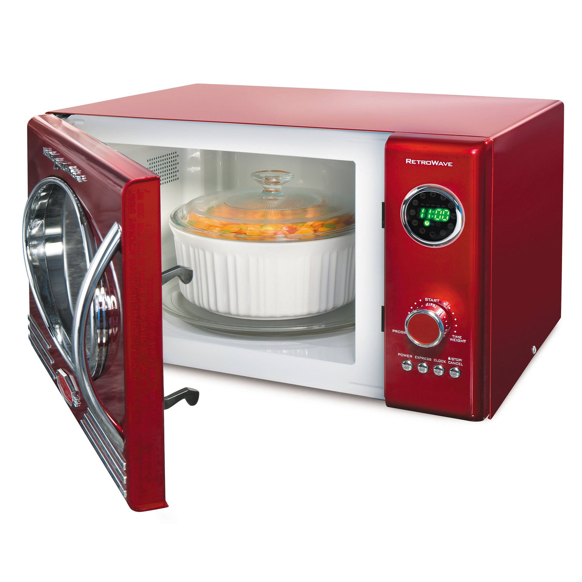 Retro 0.9 Cu ft Countertop Microwave Oven Metallic Red I386732