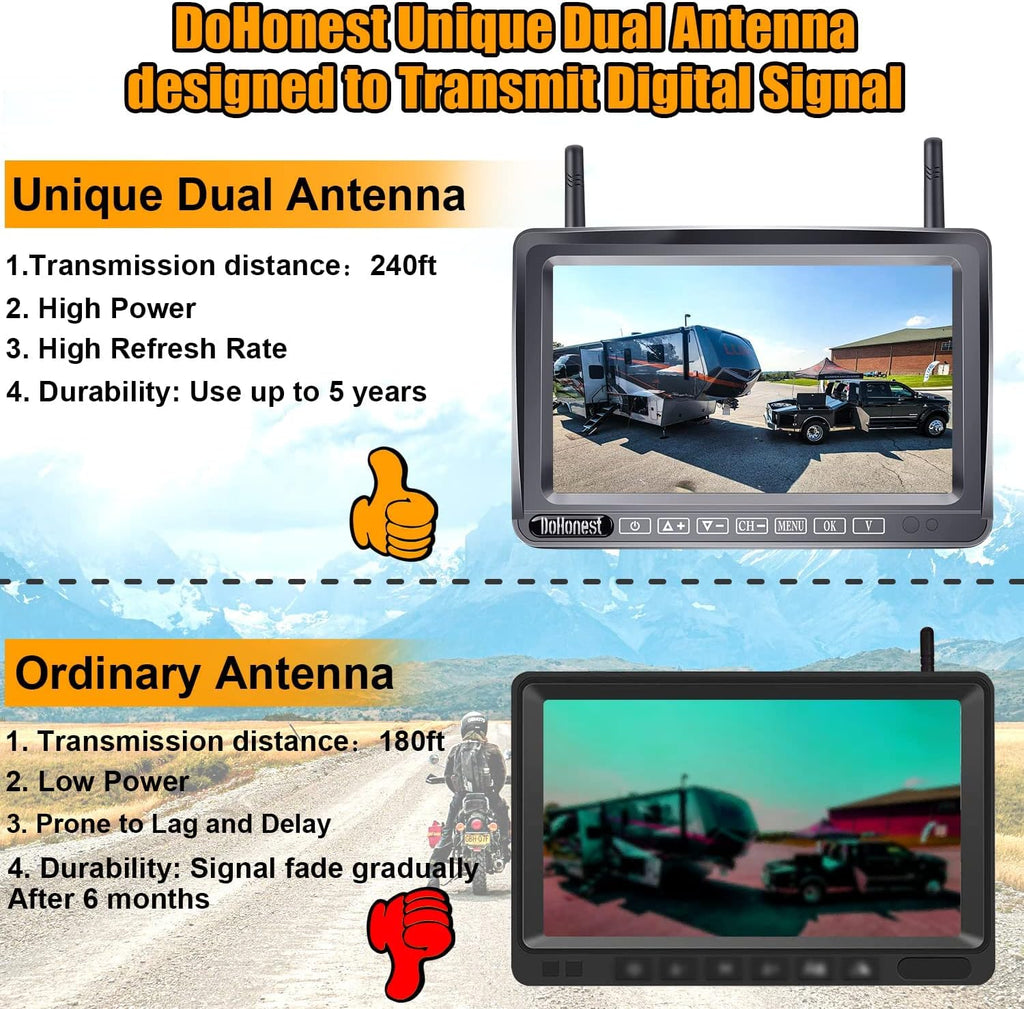 7" Touch Key DVR Monitor HD 1080P Bluetooth Backup Camera with IR Night Vision I8972