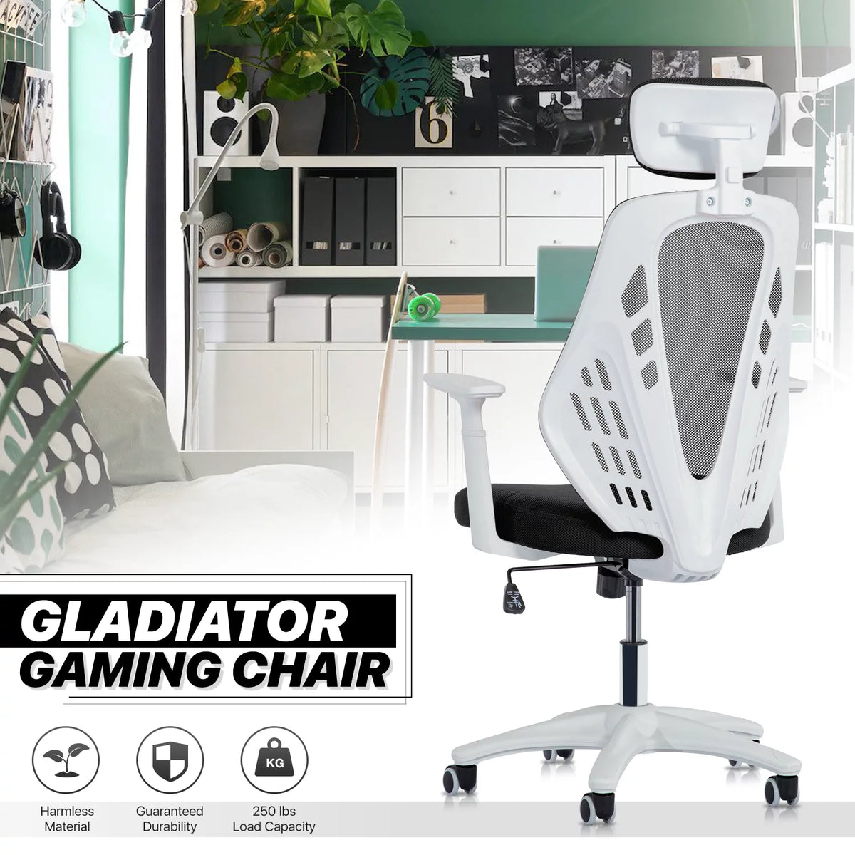 Black Mesh High Back Task Chair with Headrest K625581
