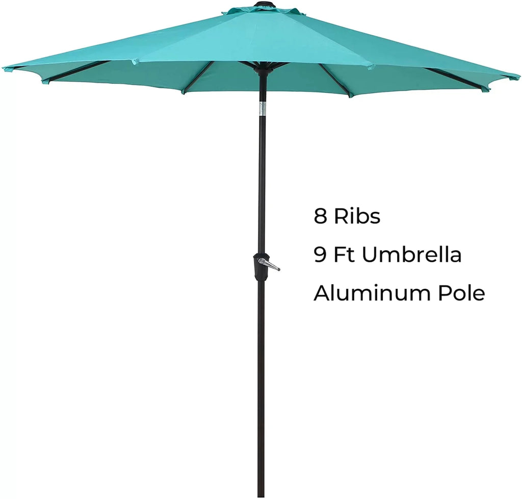 9-Ft Blue Aluminum Patio Umbrella with Tilt & Crank H344