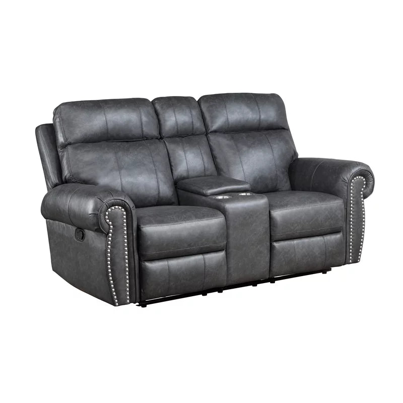 Gray Faux Leather 2-Piece Reclining Sofa Set K840
