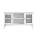 White Metal Framed Wood Media Cabinet W121107