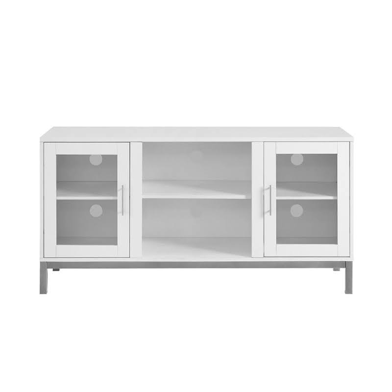 White Metal Framed Wood Media Cabinet W121107