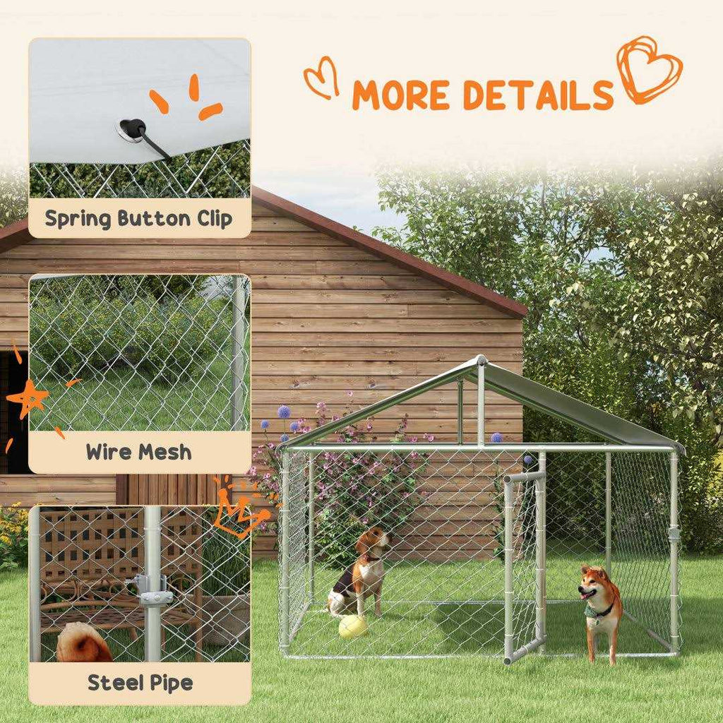 Large Outdoor Dog Kennel with Waterproof UV Resistant Roof H2455