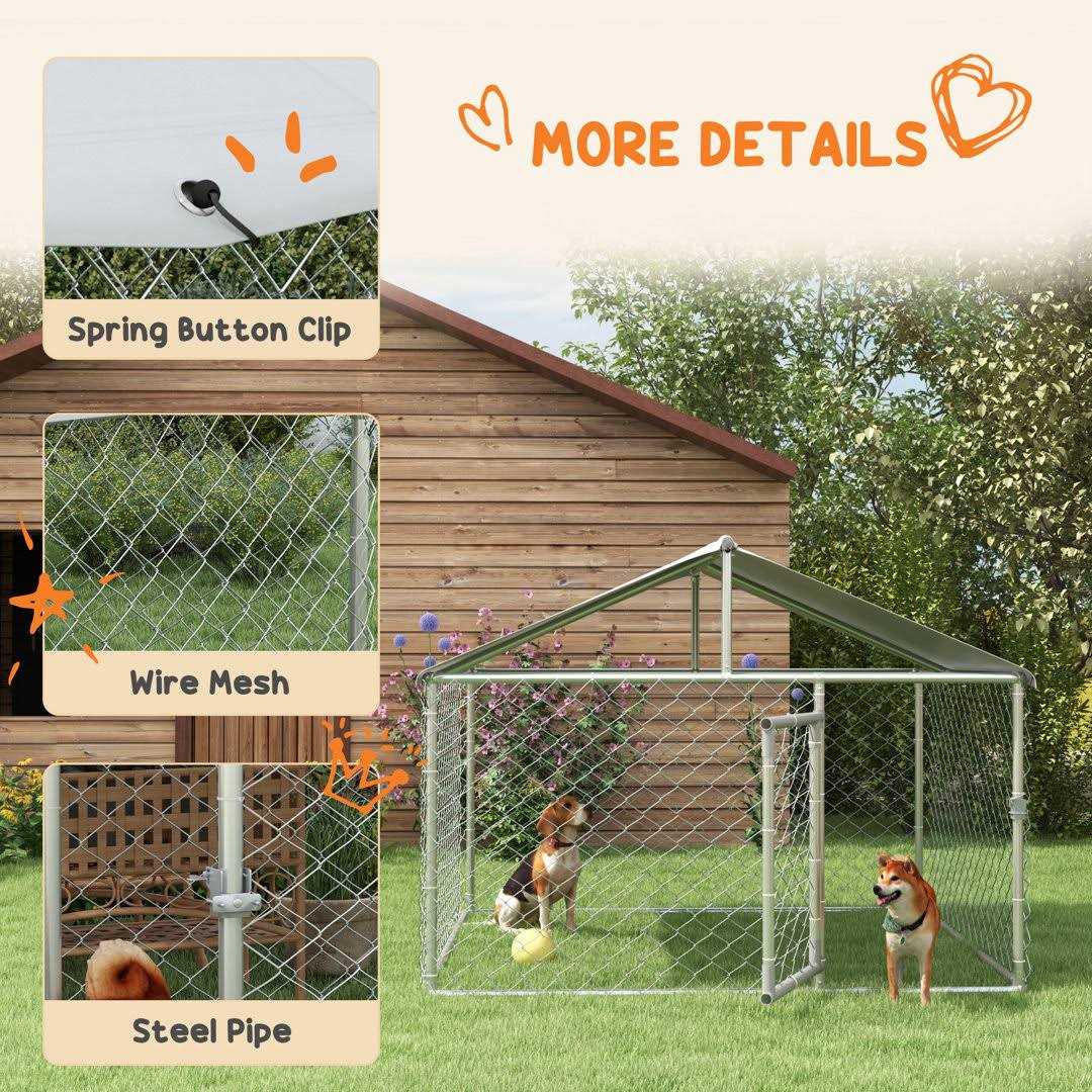 Large Outdoor Dog Kennel with Waterproof UV Resistant Roof H2455