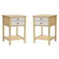 Solid Pine Wood 2 Drawer Nightstand Set of 2 Y133