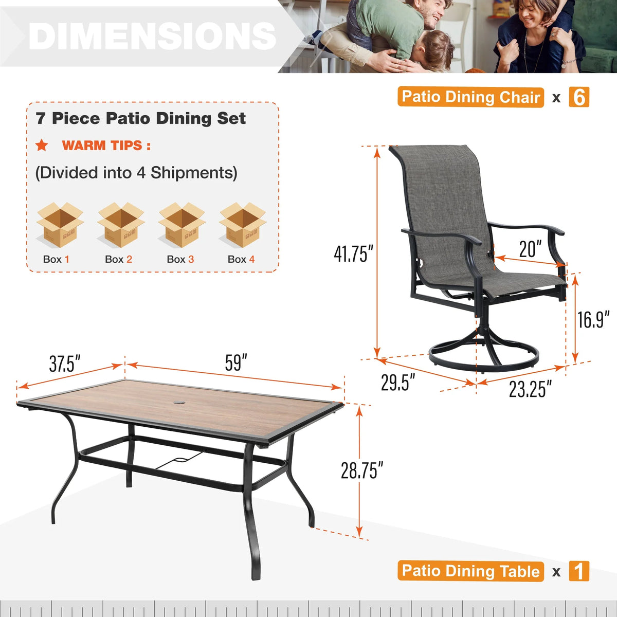 7 Pieces Outdoor Patio Dining Set U523793