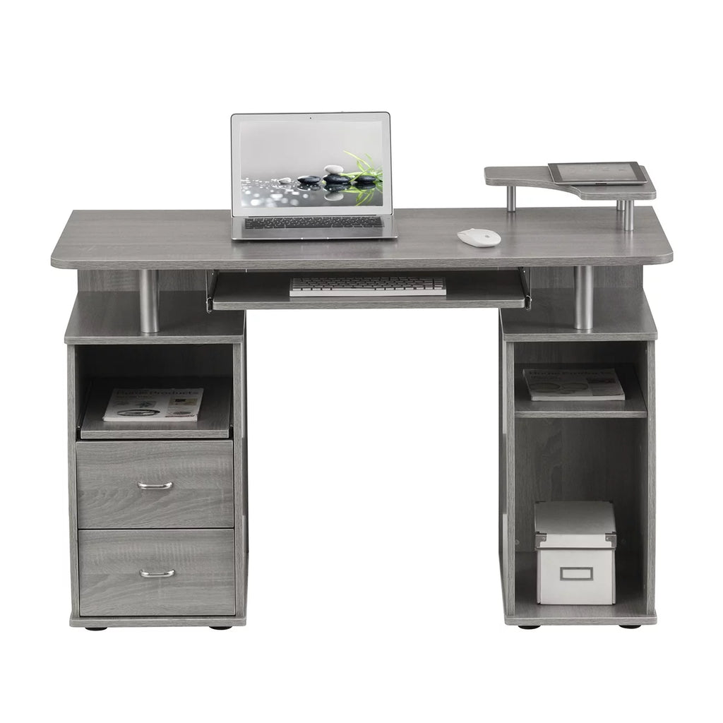 Grey Computer Workstation Desk with Storage F77456
