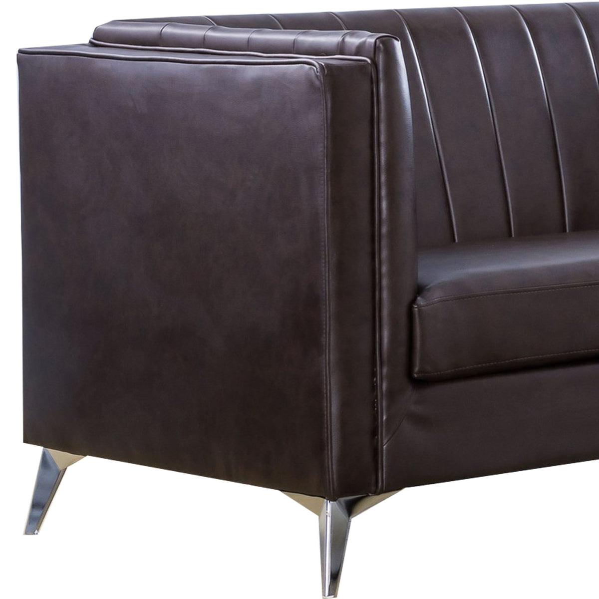 Dark Brown Microfiber Loveseat with Metal Legs H59072