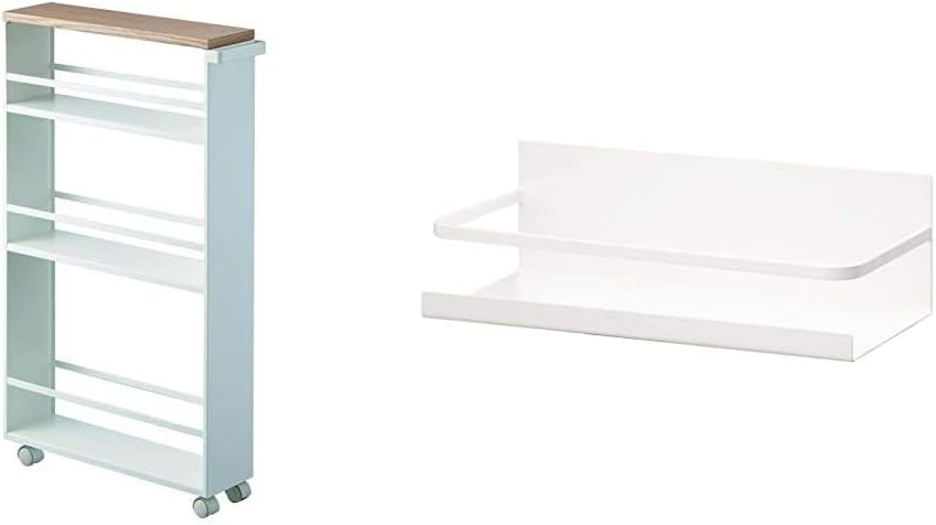 White Slim Rolling Storage Cart With Handle F35338