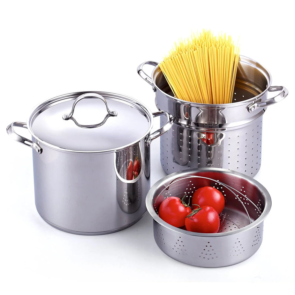 12 Quart Stainless Steel Pasta Pot with Strainer Insert X7598