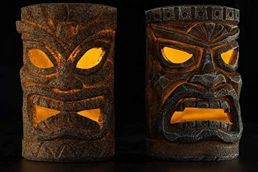 Tribal Tiki Solar Powered Flickering Led Outdoor Decor N5057