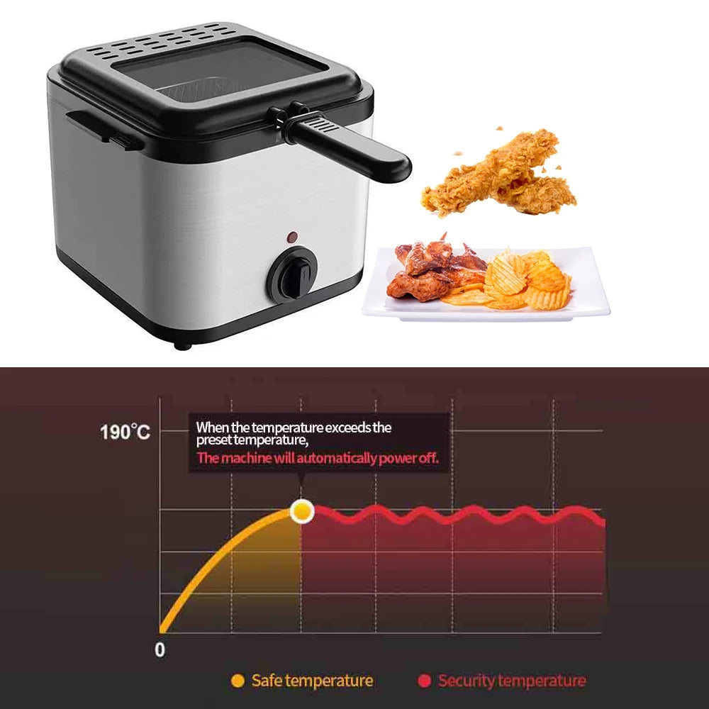 Electric Deep Fryer, Stainless Steel, 2.5 Liter, 1000 Watts P993