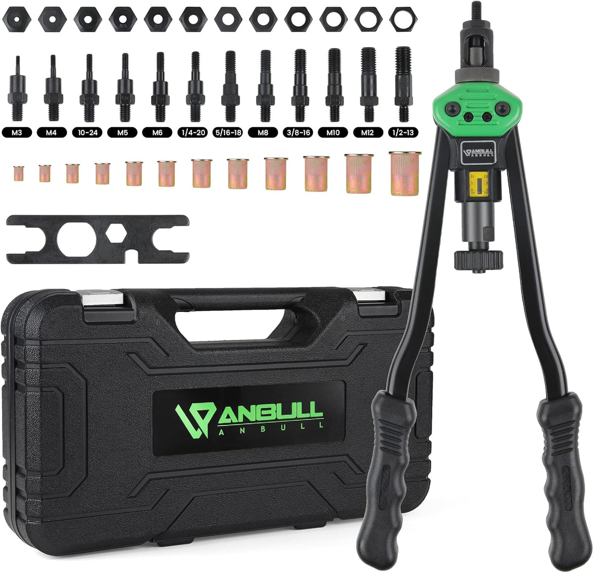 16 Rivet Tool Kit with 120PCS Rivet Nuts & Plastic Case J87117
