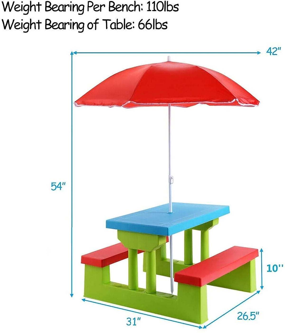Kids Picnic Table with Umbrella B570