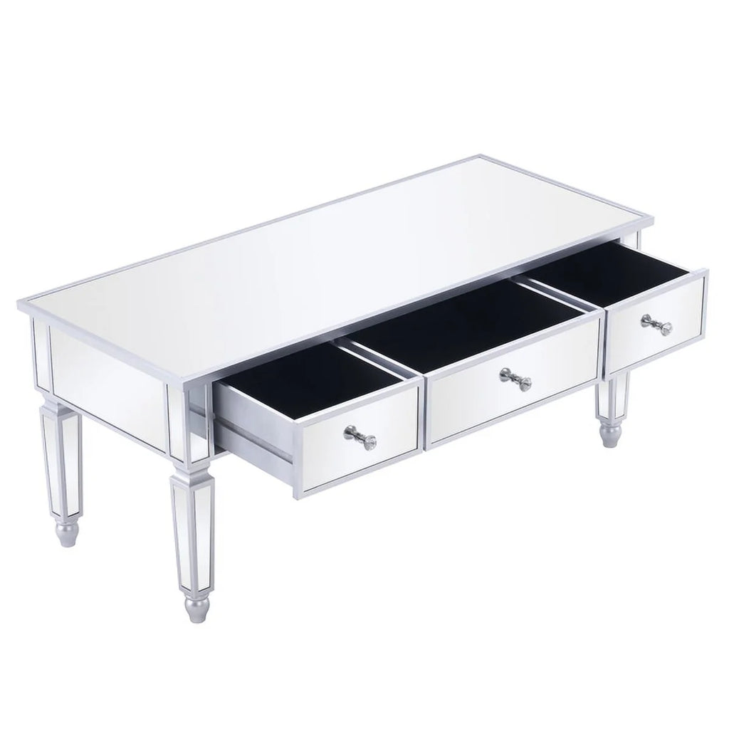 Mirrored Coffee Table with 3 Drawers L31975