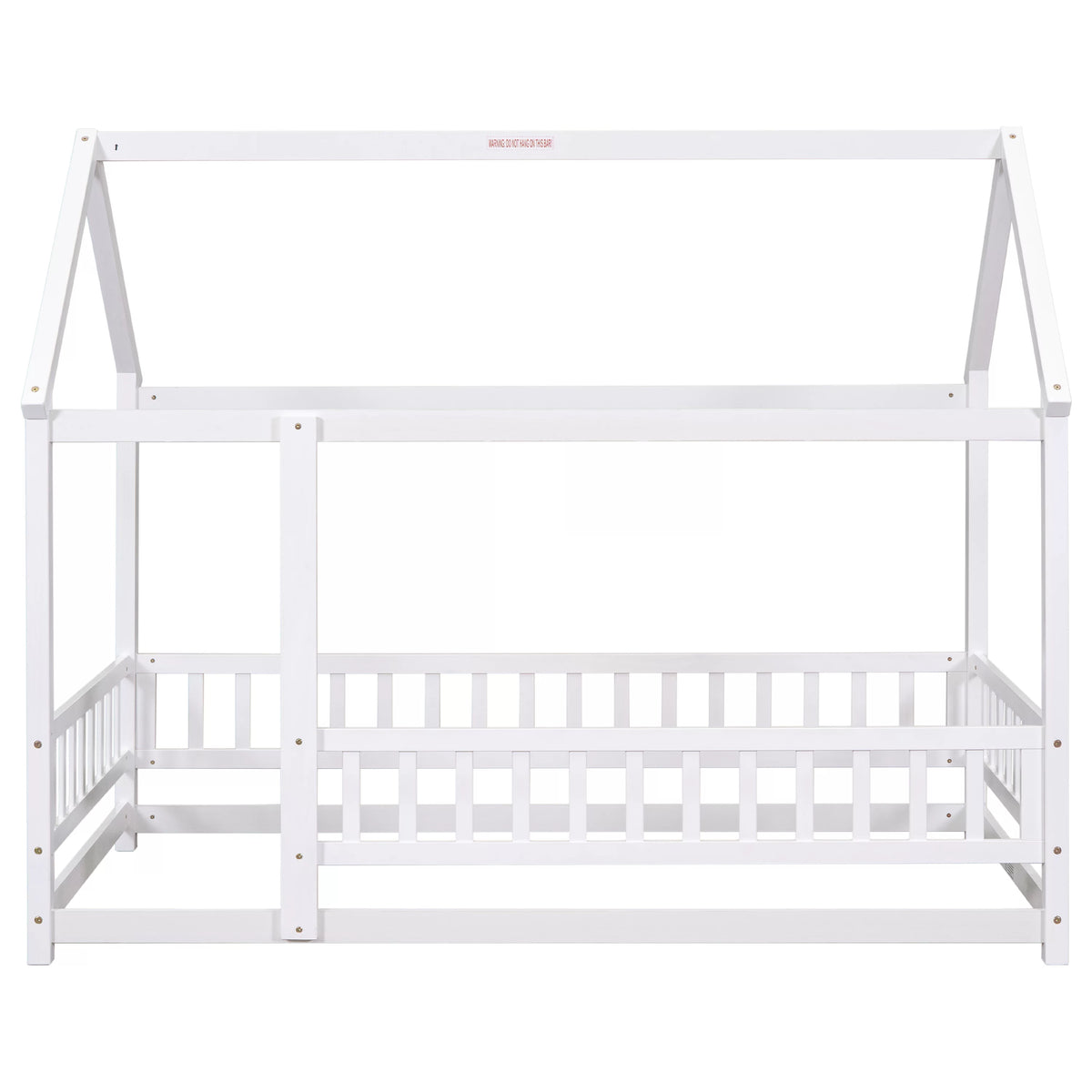 Twin Size Wooden House Bed with Roof and Fence K360368