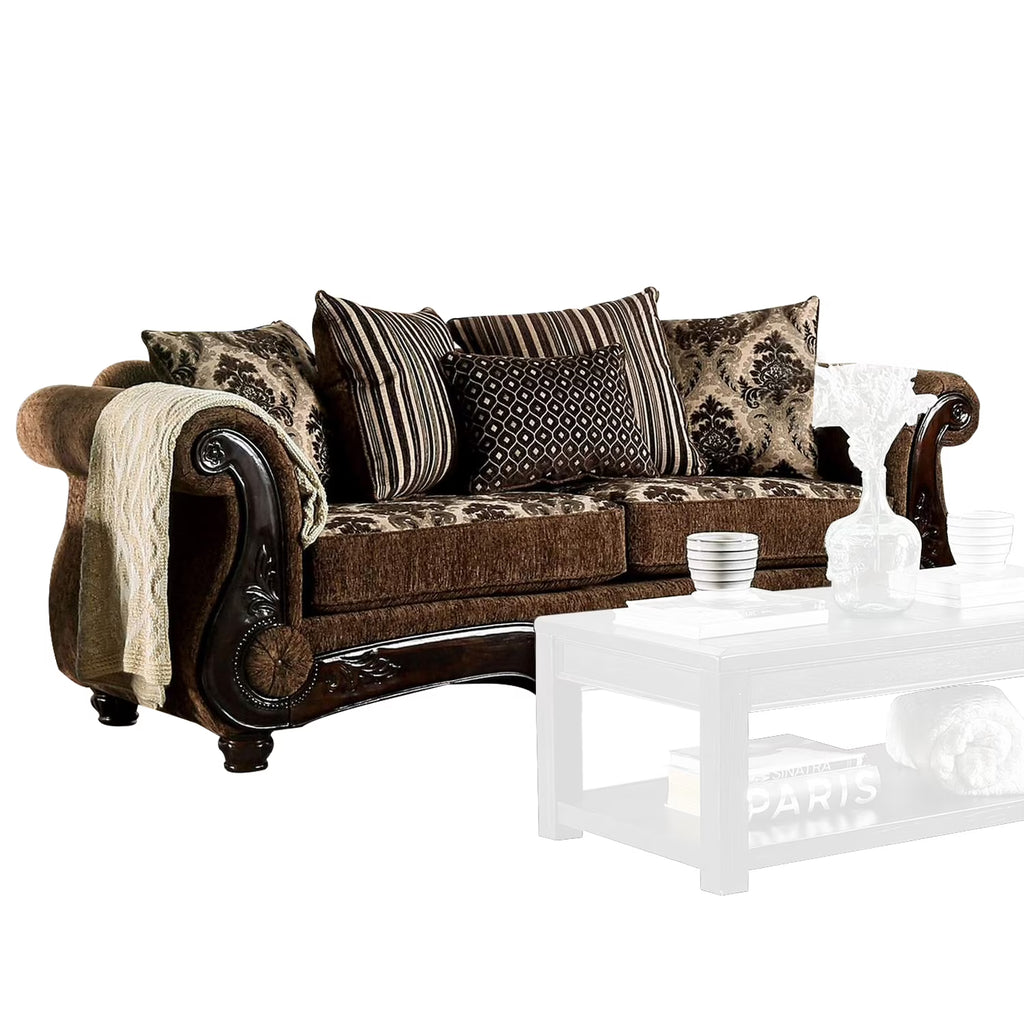 Brown Sofa with Rolled Arms R21351