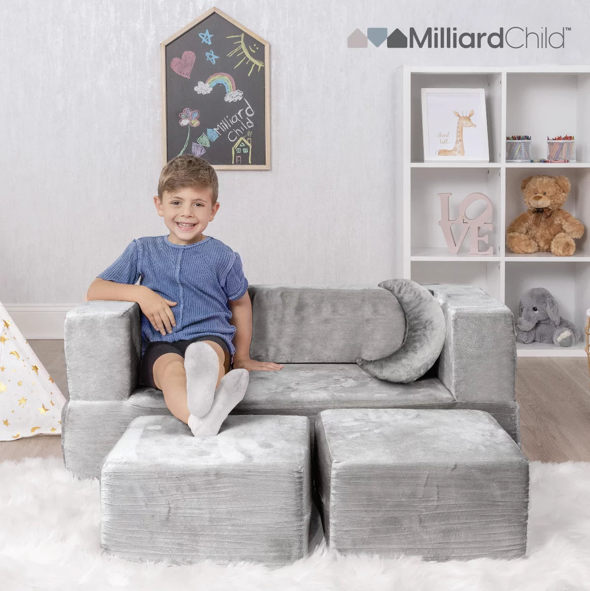 Kids Modular Sofa with Velour Cover R895