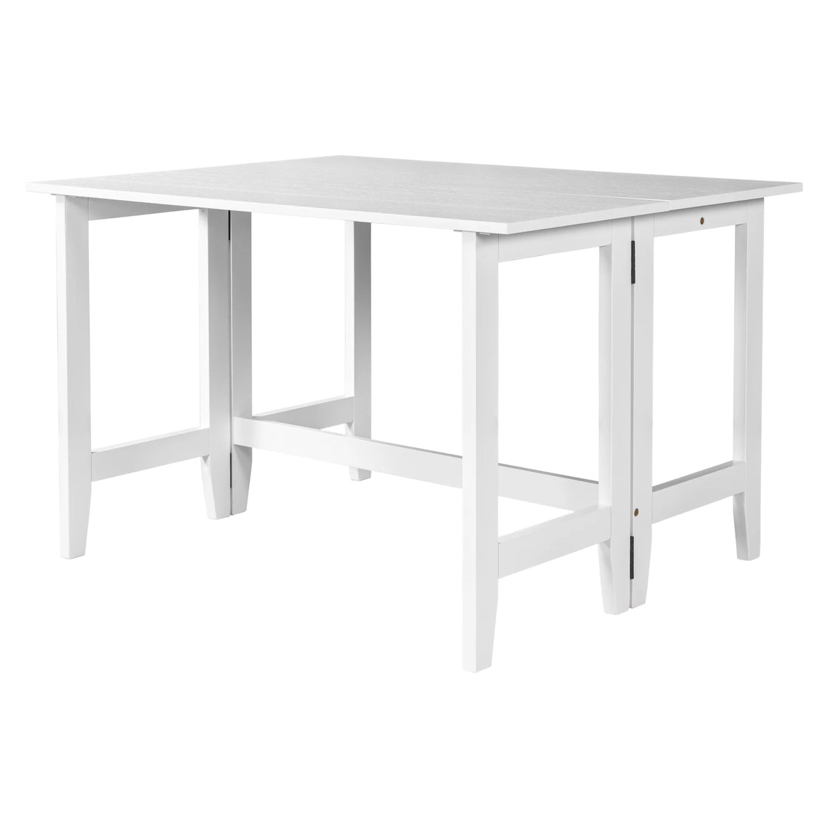 5-Piece Wood Extendable Dining Table Set with Drop Leaf and 4 Upholstered Chairs J9749