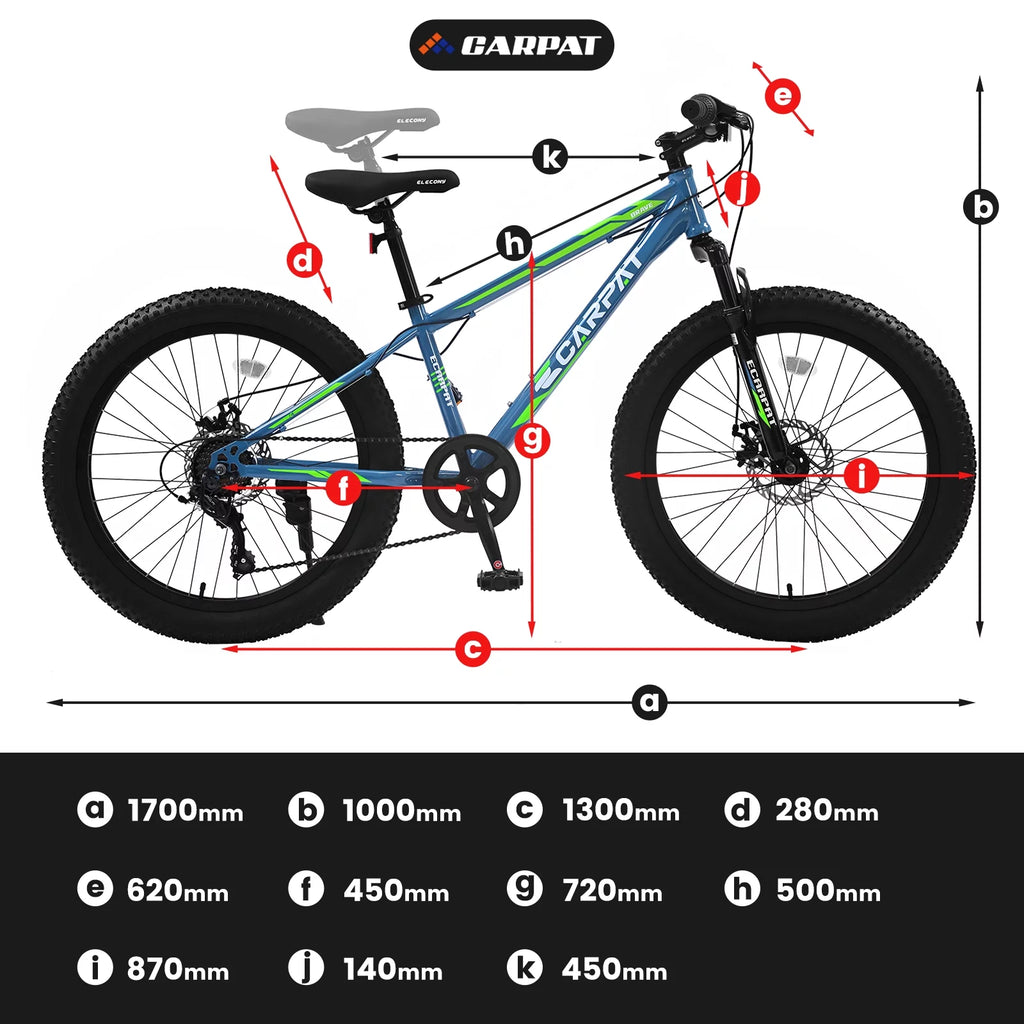 24 Inch 7 Speeds Fat Tire Mountain Bike U994