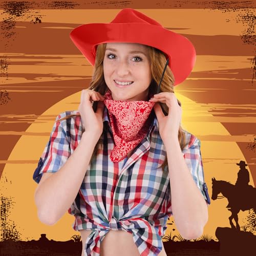 24 Pieces Disposable Plastic Cowboy Hat Set Felt Wide Brimmed L828479