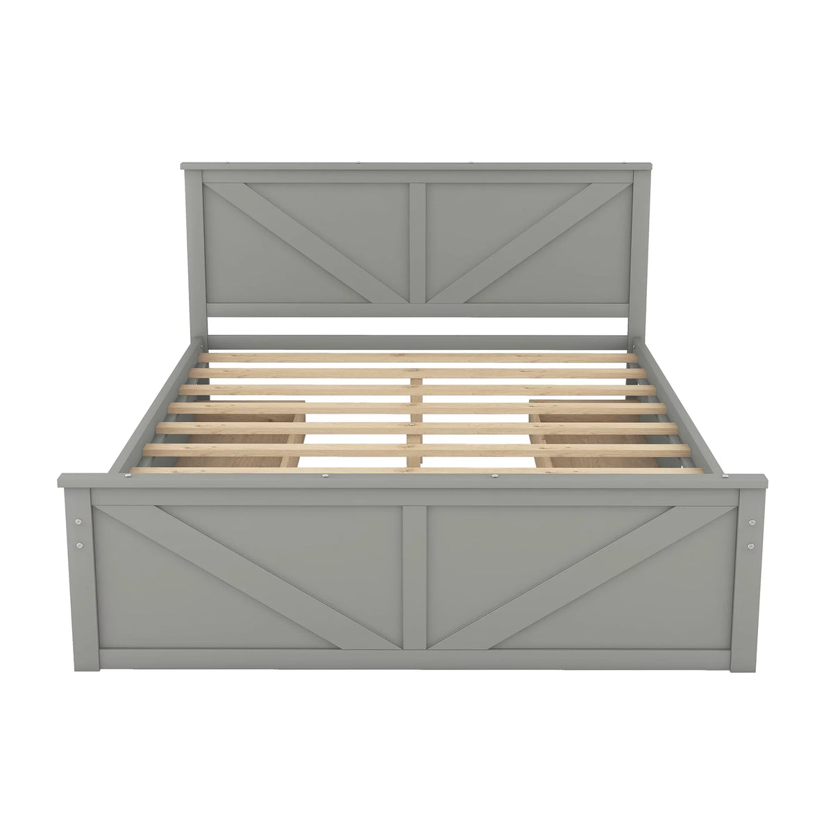 Gray Wood Queen Size Platform Bed with 4 Storage Drawers Z462575