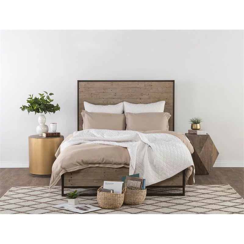 Wood and Metal End Table F801