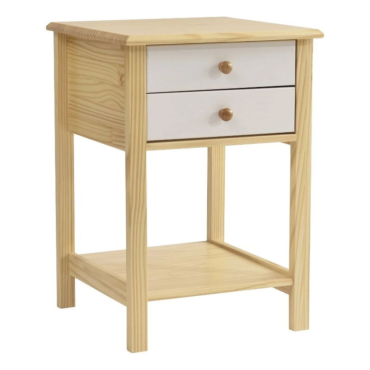 Solid Pine Wood 2 Drawer Nightstand Set of 2 Y133
