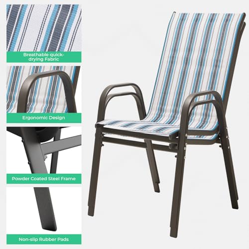 Set of 4 Beige Stackable Patio Dining Chairs Z39004