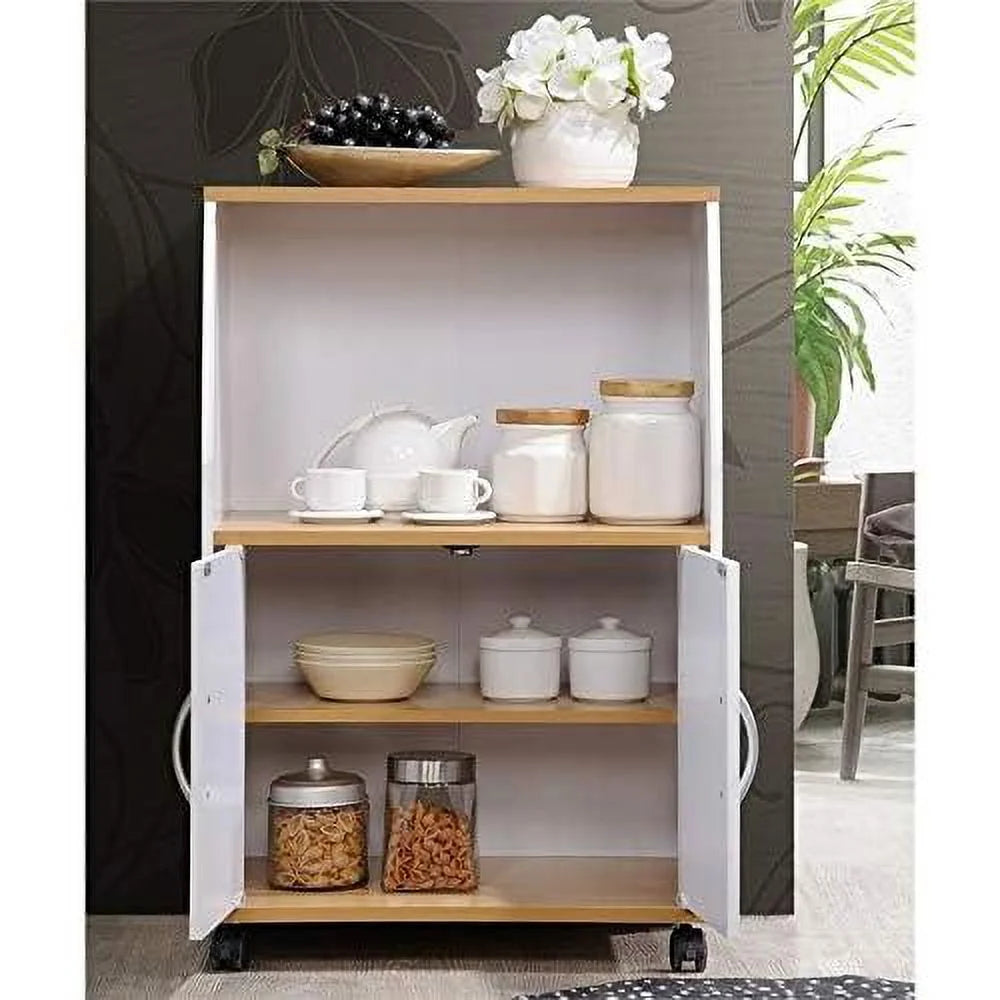 White Microwave Kitchen Cart R555801
