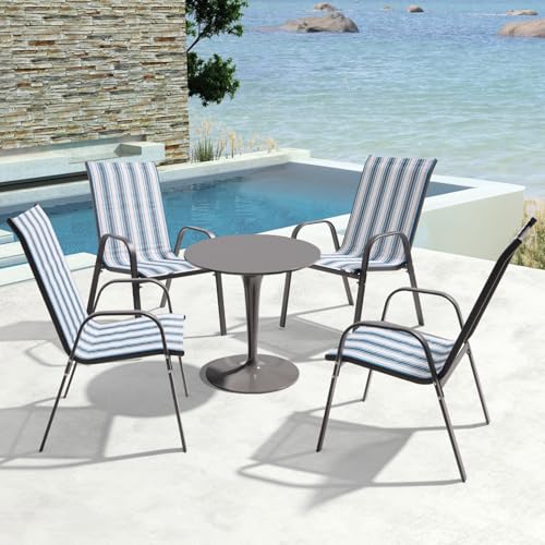 Set of 4 Beige Stackable Patio Dining Chairs Z39004