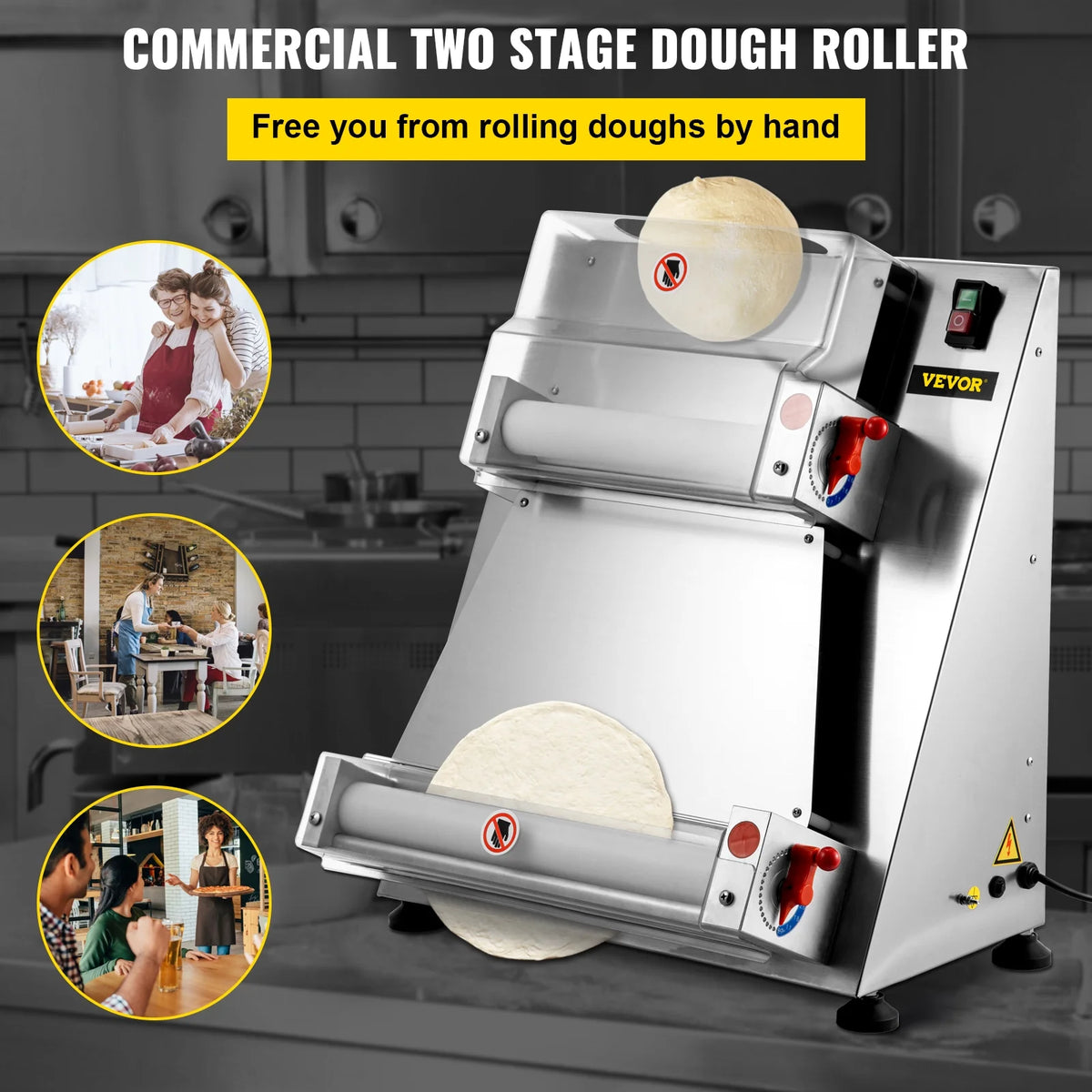Electric Pizza Dough Roller Machine 15.7inch 370W L94081