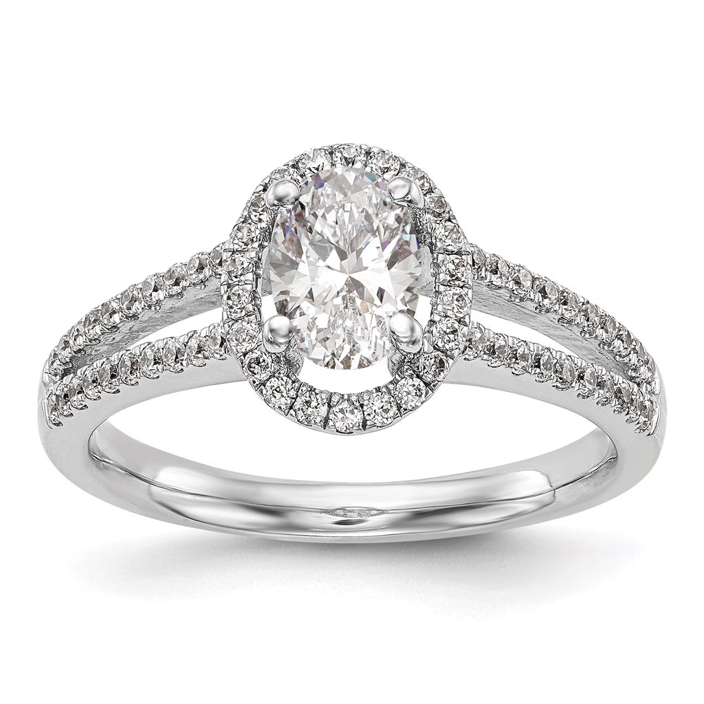 14K White Gold Oval Halo Engagement Ring S498742