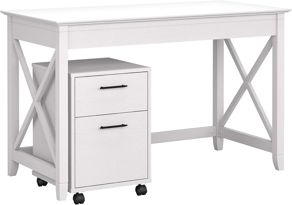 48W Writing Desk with 2 Drawer Mobile File Cabinet in Bing Cherry O12829