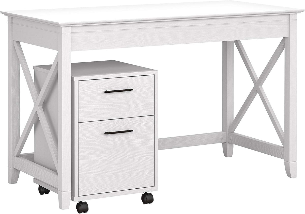 48W Writing Desk with 2 Drawer Mobile File Cabinet in Bing Cherry O12829