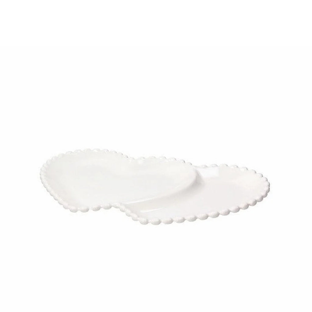 Double Heart Plate 31x19cm Ornament Pearl K8168