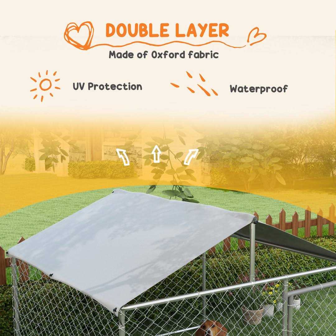 Large Outdoor Dog Kennel with Waterproof UV Resistant Roof H2455