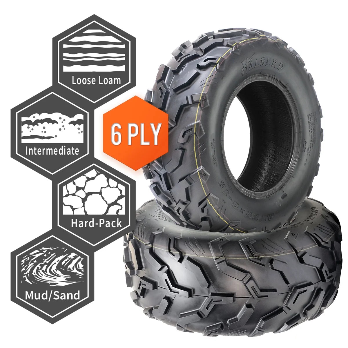 25X8-12 All Terrain Off-Road ATV UTV Tires Set of 2 V188